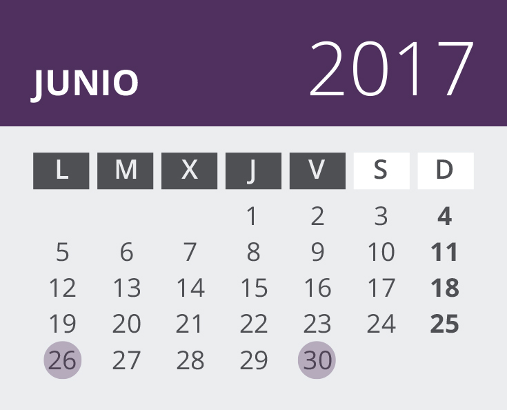 Calendario del Territorio Común. Junio